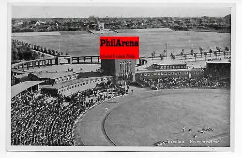 Ansichtskarte Breslau Friesenwiese im Stadion, Sonderstempel 1938