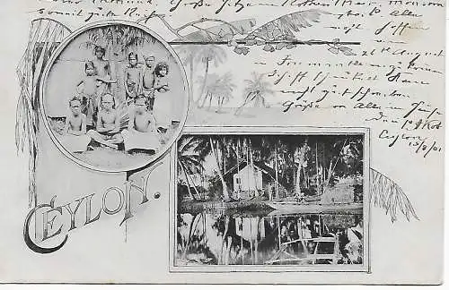 Ceylon Colombo 1901: Ansichtskarte Deutsche Schiffspost, Hauptlinie