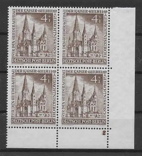 Berlin: MiNr. 106, postfrisch, **, VE4, Eckrand, Sektor Nr. 2/2