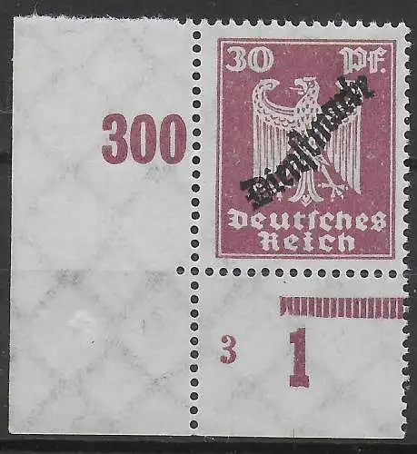 DR: Dienstmarke MiNr. 109, postfrisch, Eckrand Sektor Nr. 3, postfrisch