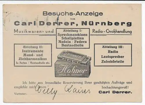 DR: Drucksache Karte Stuttgart, Werbung Musik, Box-Meisterschaften, 1934