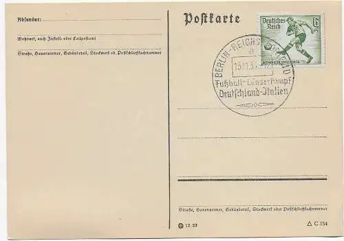 DR: Sonderstempel 1936: Fussball Länderkampf Deutschland-Italien