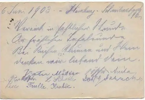 DR: Hamburg 1903: Germania Ganzsache Hamburg nach Chile