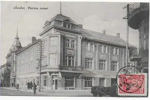 Litauen: Ansichtskarte 1927 Siauliai, Pociaus namai