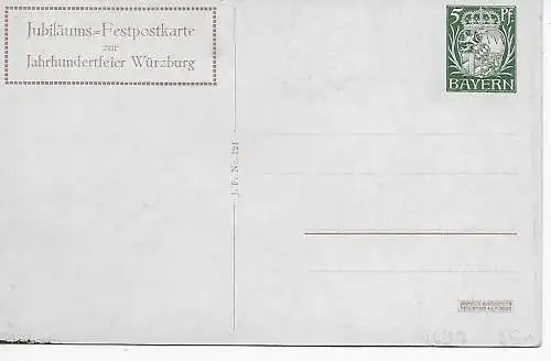 Bayern: Jubiläums Festpostkarte zur Jahrhundertfeier Würzburg, 1914