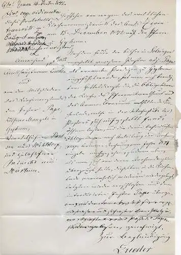 DR: Brief von Stade nach Zeven, 1872