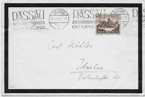 DR: Trauerkarte Passau: Peschl, Brauereibesitzer und bekannter Philatelist 1939