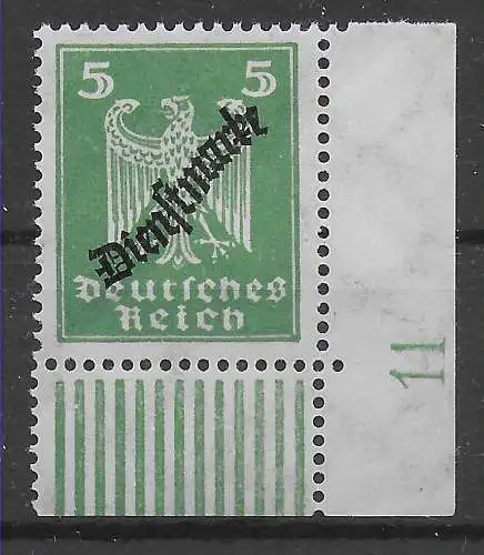 DR: Dienst MiNr. 106, postfrisch, **, DZ 11, Eckrand