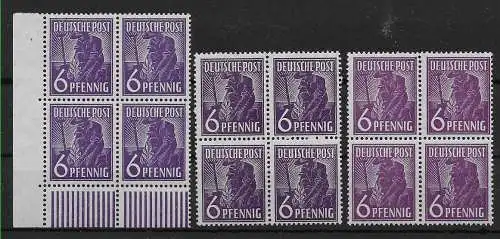 All. Besetzung : MiNr. 944  a-c, postfrisch, **, 4er Blocks, 1x Eckrand