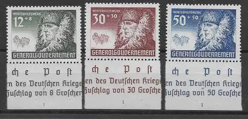 GG: MiNr. 59,61-62, postfrisch, Eckrand, Einheitliche PlattenNr., **