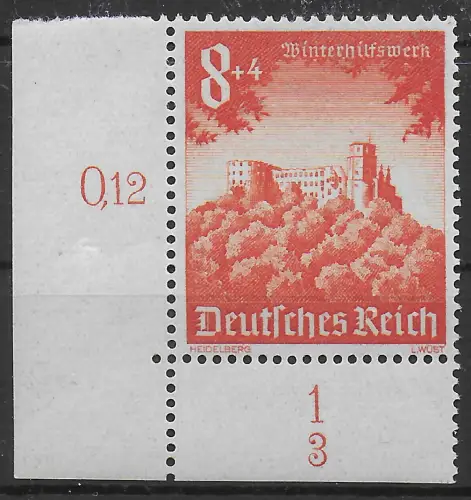 DR: MiNr. 755, postfrisch, Eckrand E3, Plattennummer 3, **