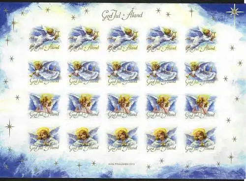 Aland 2013: Weihnachten, Folienbogen mit 20 Briefmarken, postfrisch