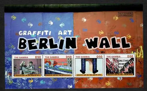 Gambia: Graffiti Art of the Berlin Wall, Kunst an der Berliner Mauer, postfrisch