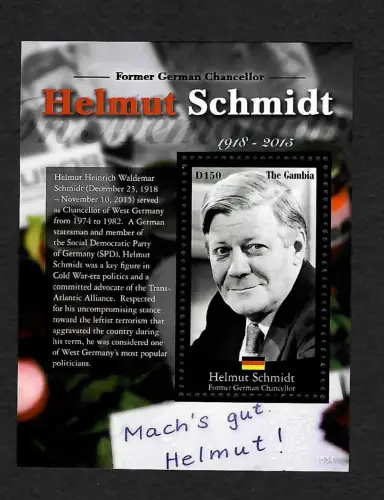 Gambia: 2015 Helmut Schmidt, Mach's gut Helmut, Former German chancellor, **