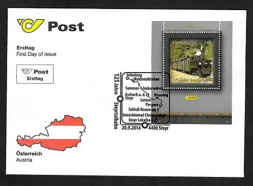 Österreich 2014: 125 Jahre Steyrtalbahn, FDC