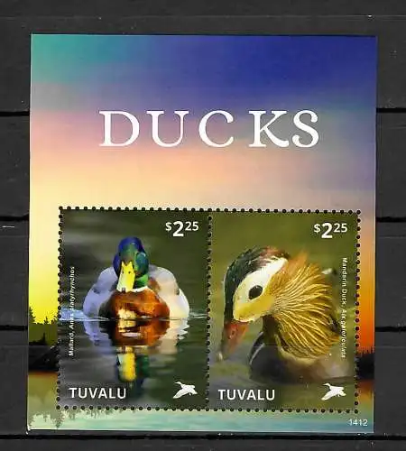 Tuvalu: Ducks, Enten, Block postfrisch