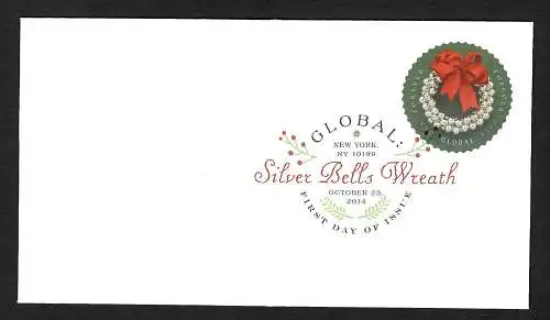 USA 2014: Silver Bells Wreath, FDC