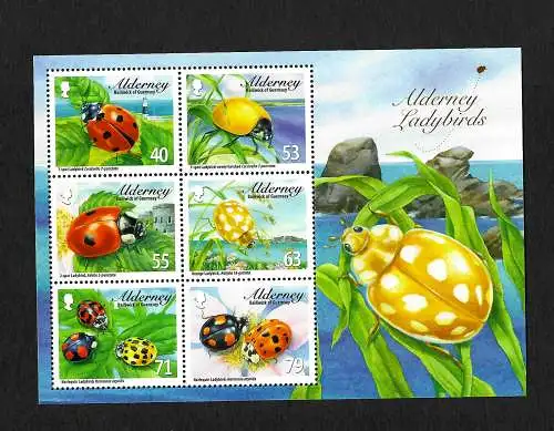 Alderney Ladybirds, Bailiwicks, Marienkäfer, postfrischer Block