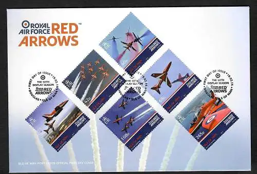 Isle of Man 2014: Red Arrows, Royal Airforce, Kunstflugstaffel, FDC