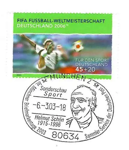 Bund 2003: FIFA Fussball-WM 2006, Sonderstempel Helmut Schön