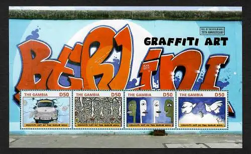 Gambia 2014: Graffiti Art of the Berlin Wall, 25 Jahre Mauerfall, postfrisch