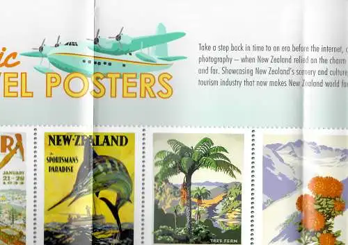 New Zealand 2013: Travel Posteres, stamp sheet plus Poster, mnh