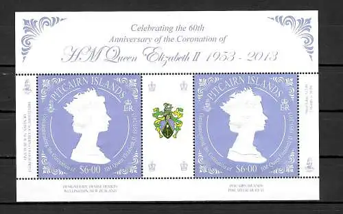 Pitcairn 2013: 60. Commemorating the Coronation of HM Queen Elizabeth II, Block