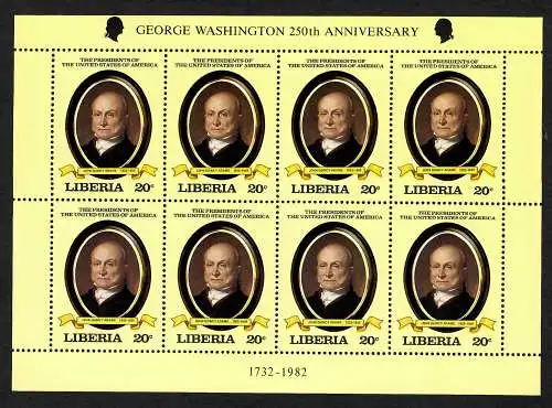 Liberia: Georg Washington 250th Anniversary: Block of John Qunicy Adams, mnh