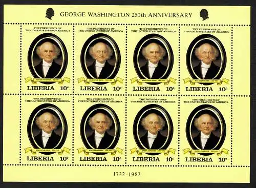 Liberia: Georg Washington 250th Anniversary: Block of Martin van Buren, mnh