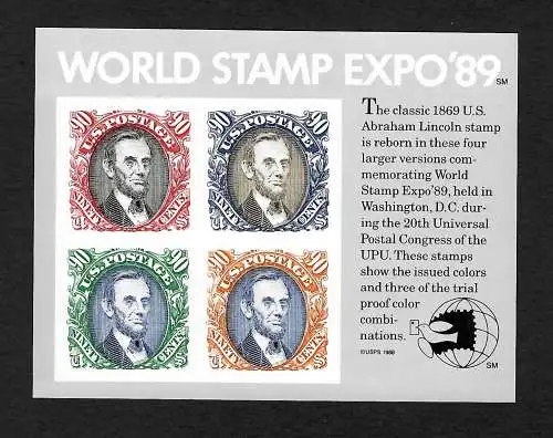 USA: World Stamps Expo '89, Block mnh