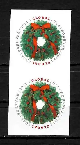 USA 2013: Christmas - Weihnachten, Pair of stamps, mnh