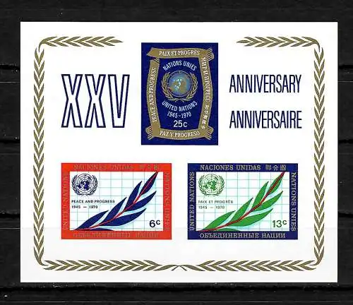 UNO New York 1970: 25th Anniversary, Block #5, postfrisch