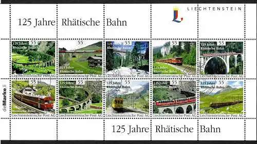 Liechtenstein 2014: 125 Jahre Rhätische Bahn, gestempelt