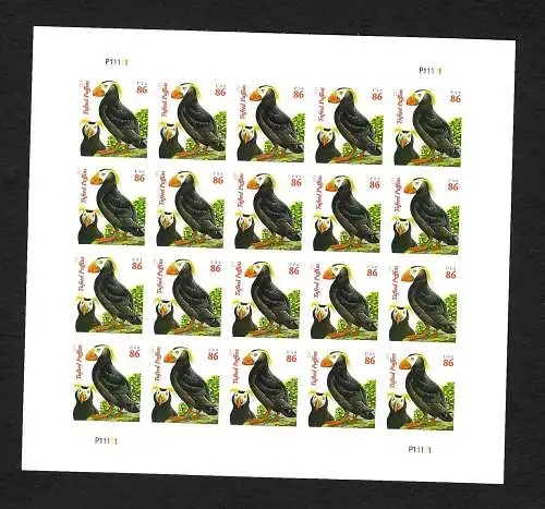 USA 2013: sheet of Papagaientaucher, Tufted Puffins, mnh