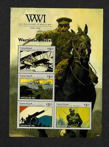 Grenadines of St. Vincent: WWI, 10th Anniversary of World War I, 1914-1918, mnh