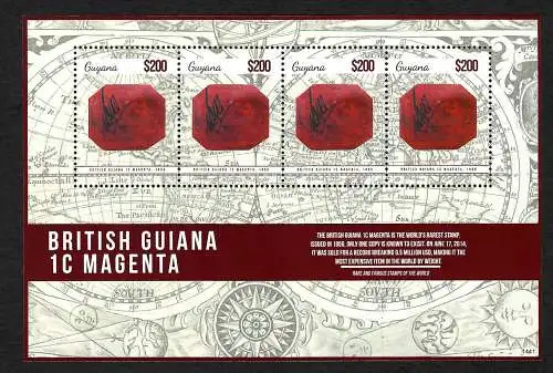 2014: British Guiana 1c Magenta, Worlds rarest Stamp, postfrisch