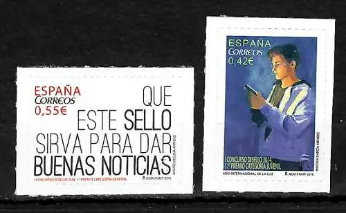 Spanien 2014: Nationaler Wettbewerb für Briefmarken-Gestaltung, postfrisch