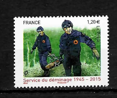 Frankreich 2015: Service du déminage: Minenräumdienst, postfrisch