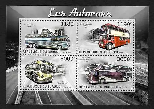 Burundi 2012: Les Autocars, historische Busse, postfrisch