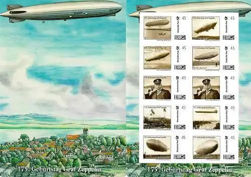 Bund: Postcard Individuell: 175. Geburtstag von Graf Zeppelin, postfrisch