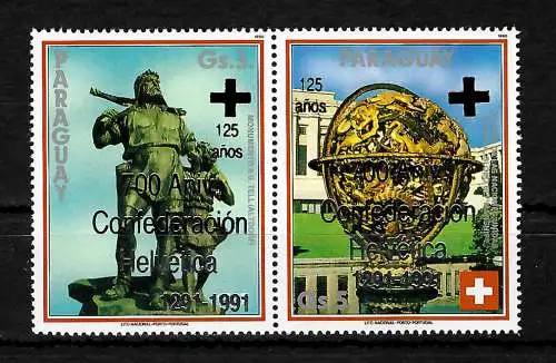 Paraguay 1991: 700 Jahre  Schweiz, 125 Jahre Rotes Kreuz, #4518-4519, **