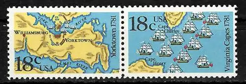 USA: 200 years Yorktown and Virginia Capes 1781, #1511-12, mnh