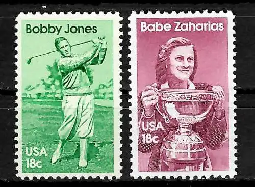 USA: Bobby Jones, Babe Zaharias, #1504-1505, mnh