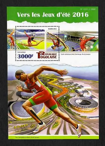 Togo 2015: Vers les Jeux d' été, Olympic games Rio de Janeiro 2016, mnh