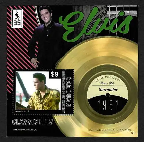 St. Vincent&Grenadinen: Elvis Presley: Surrender 1961, Block postfrisch