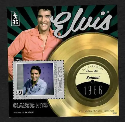 St. Vincent&Grenadinen: Elvis Presley: Spinout 1966, Block postfrisch