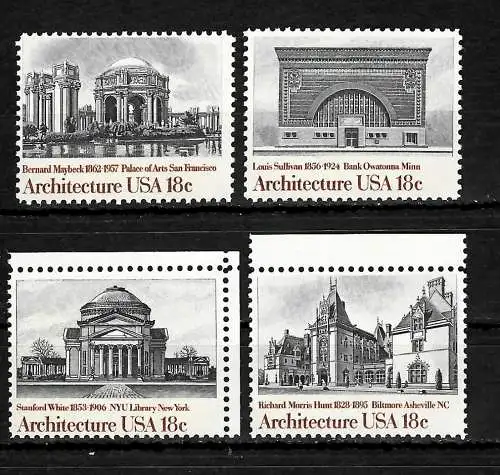 USA: American Architecture, #1500-1503, mnh