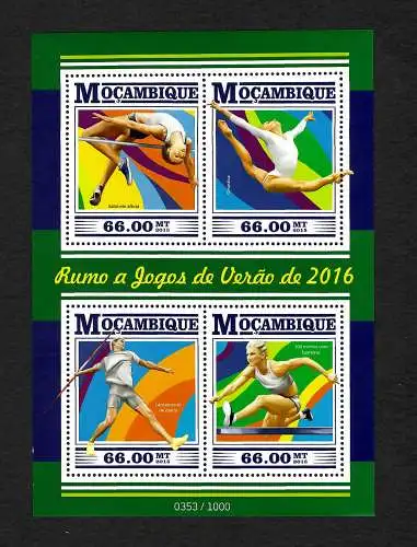 Mocambique 2015: Rumo a Jogos de Verao de 2016, Olympic Games, mnh