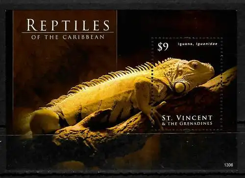 St. Vincent&Grenadinen: Reptiles of teh Caribbean, Reptilien, Iguana, mnh