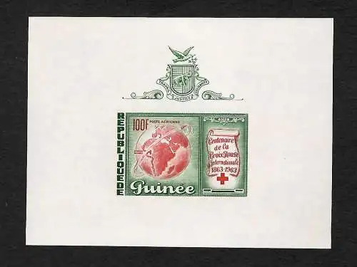 Guinea: Centenaire de la Croix Rouge, 100 Jahre Rotes Kreuz 1963, Block #2, **